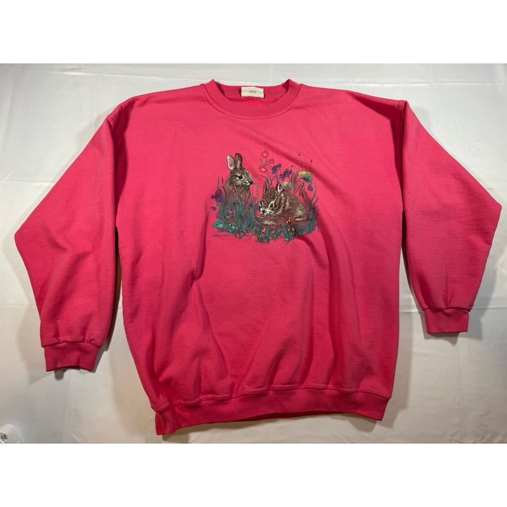 Vintage 90s Northern Reflections Pink Sweatshirt Rabbits Size M / L